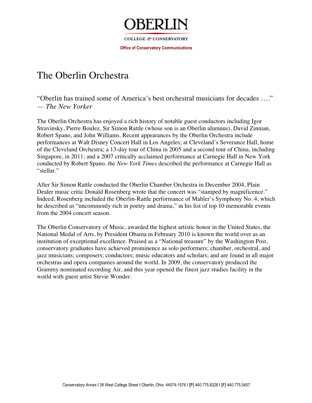 The Oberlin Orchestra