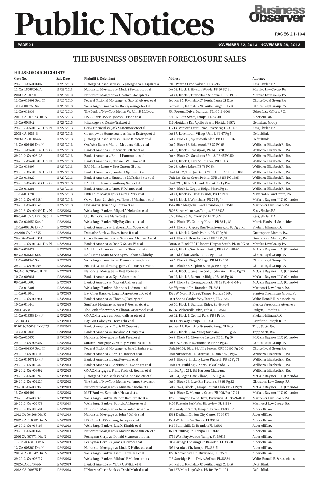 The Business Observer Foreclosure Sales