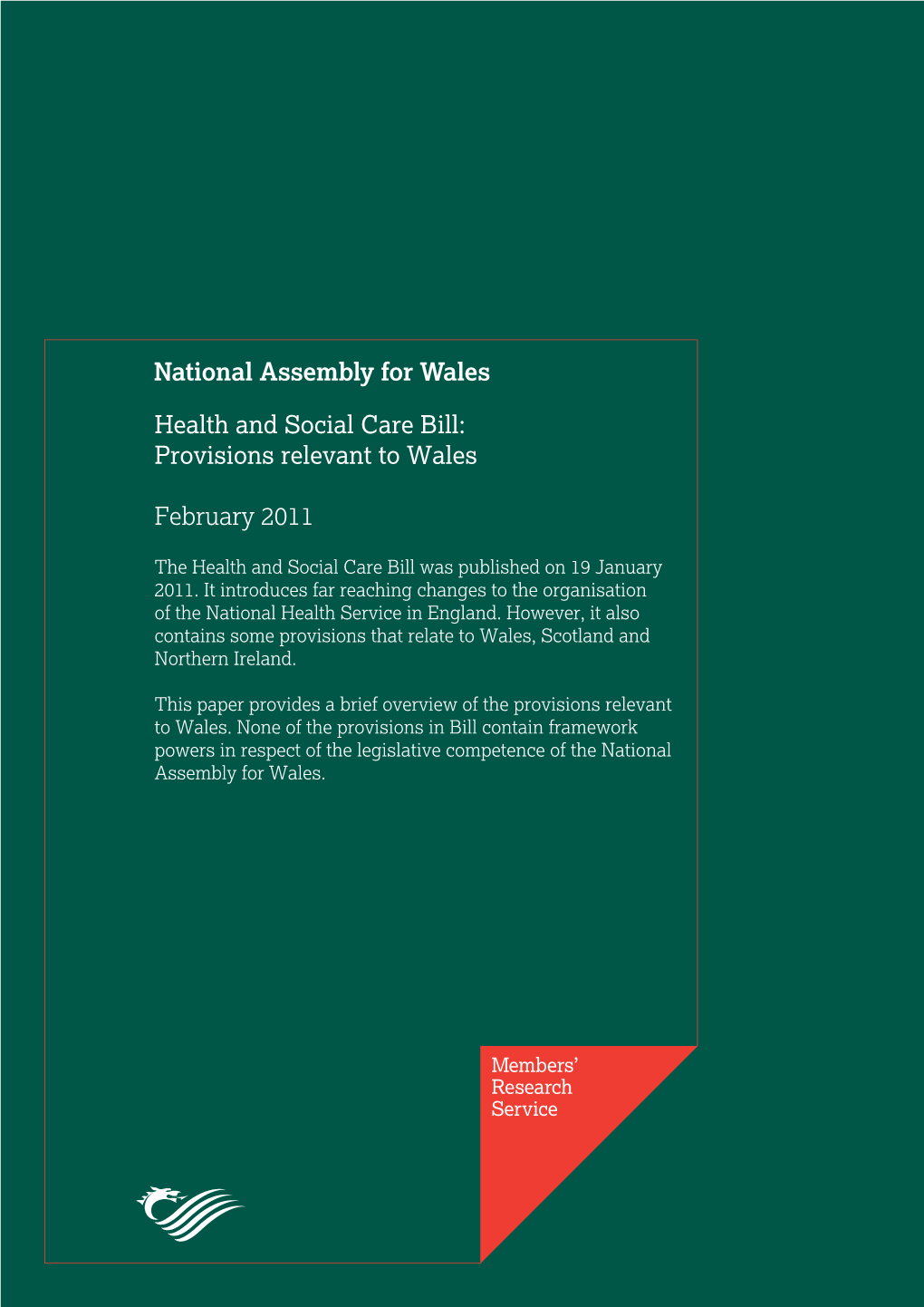 Health and Social Care Bill: Provisions Relevant to Wales