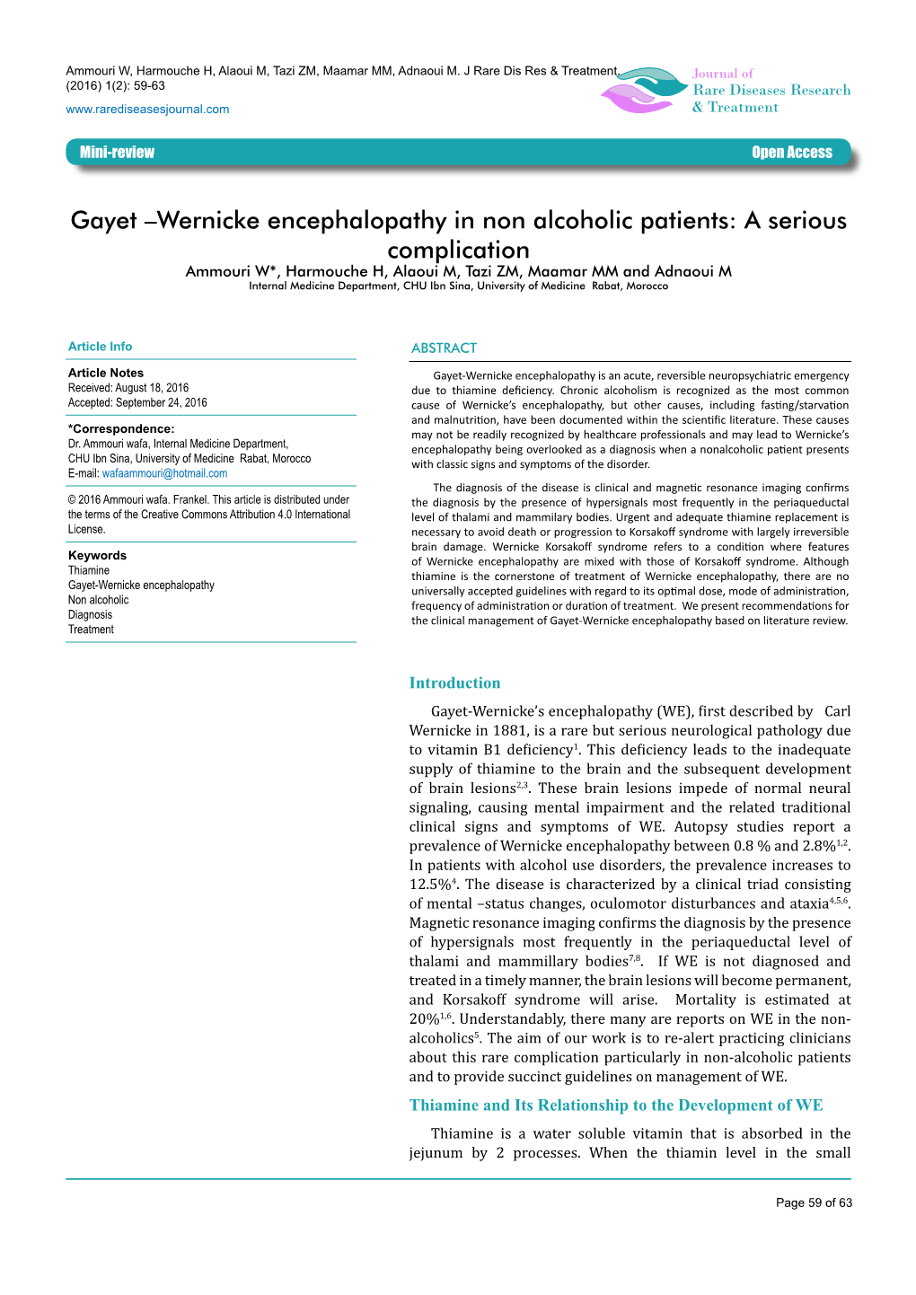 Gayet –Wernicke Encephalopathy in Non Alcoholic Patients