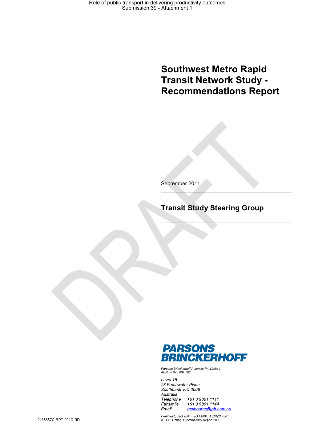 Southwest Metro Rapid Transit Network Study - Recommendations Report