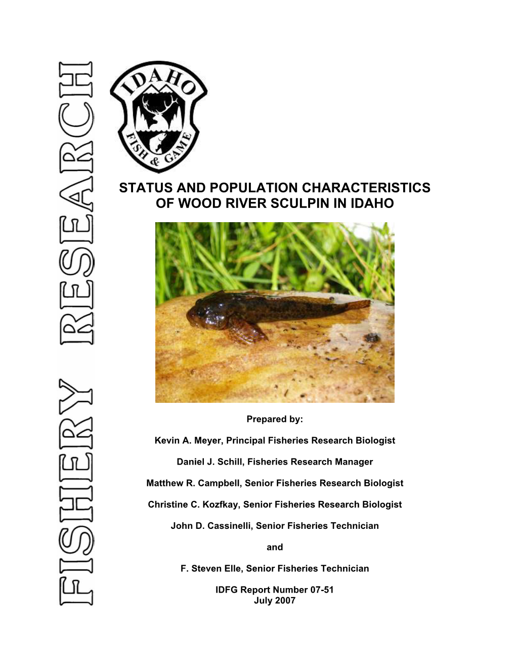 Status and Population Characteristics of Wood River Sculpin in Idaho