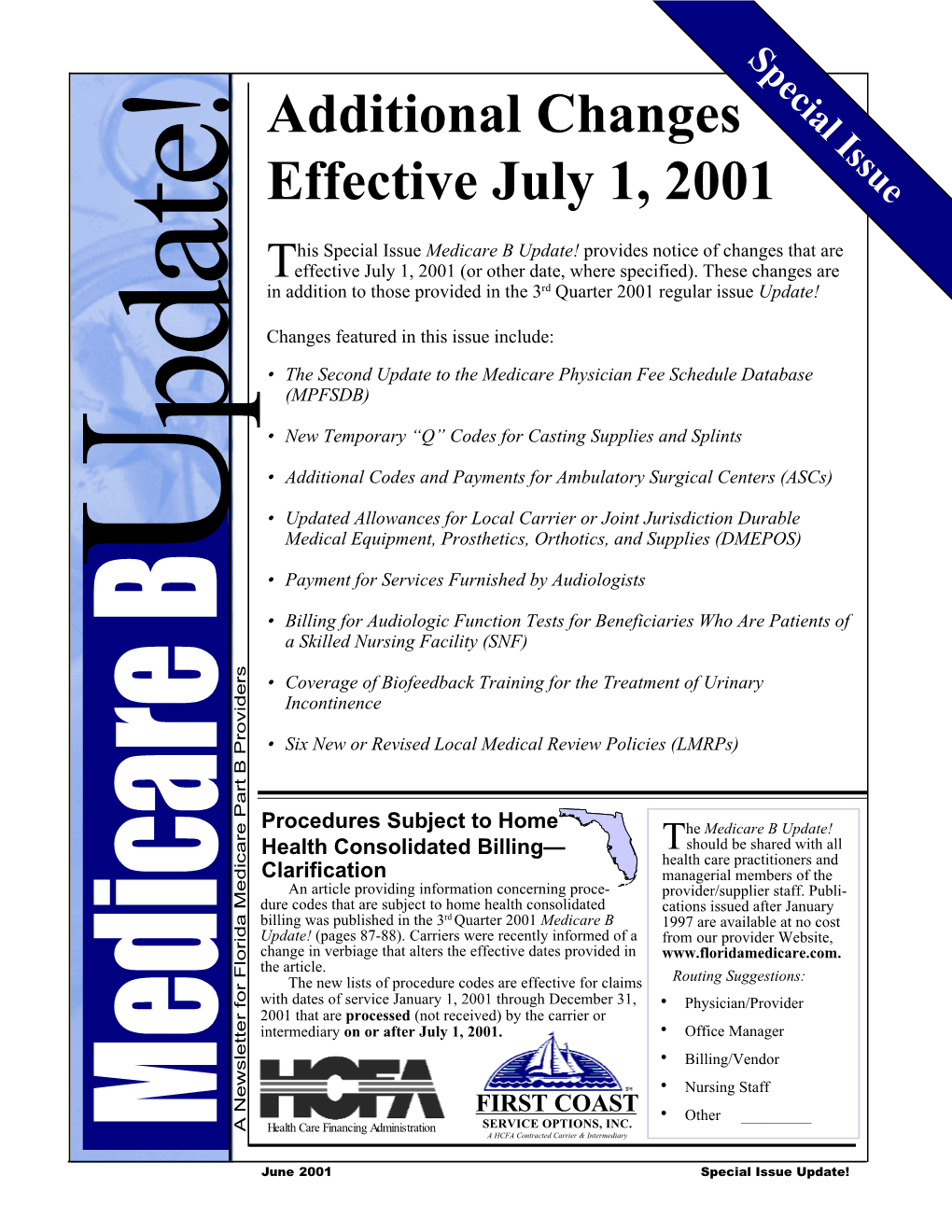 June 2001 Special Issue Update! TABLE of CONTENTS
