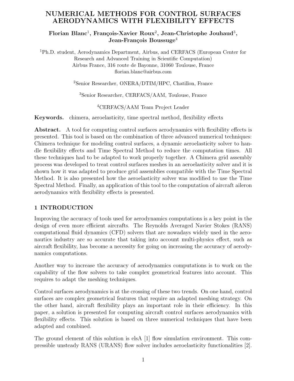 Numerical Methods for Control Surfaces Aerodynamics with Flexibility Effects