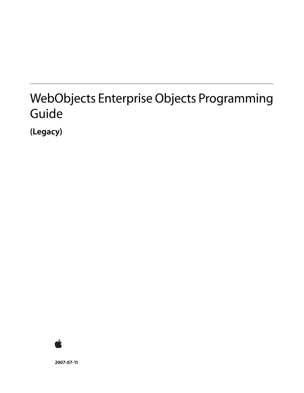 Webobjects Enterprise Objects Programming Guide (Legacy)