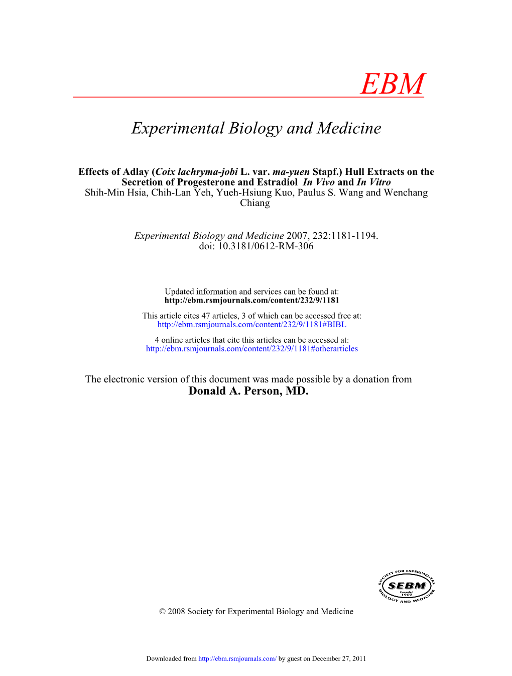 Experimental Biology and Medicine