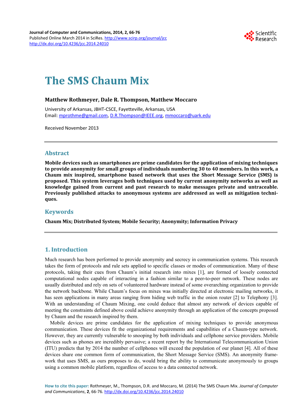 The SMS Chaum Mix