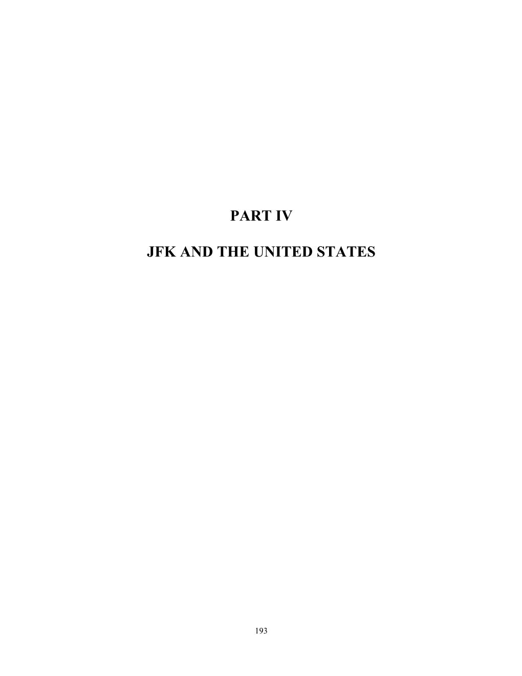 Part Iv Jfk and the United States