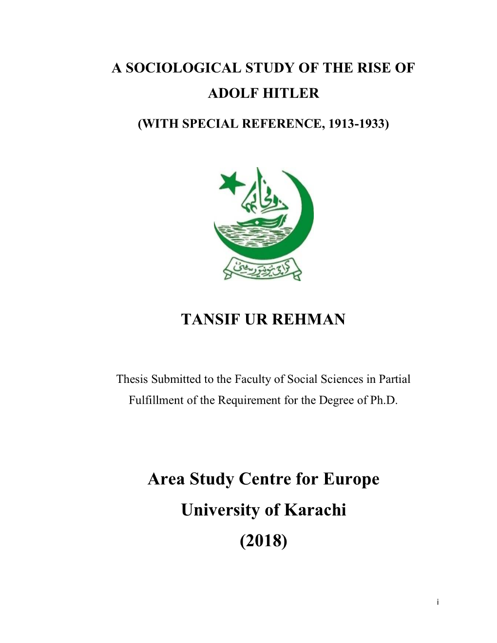 Area Study Centre for Europe University of Karachi (2018)