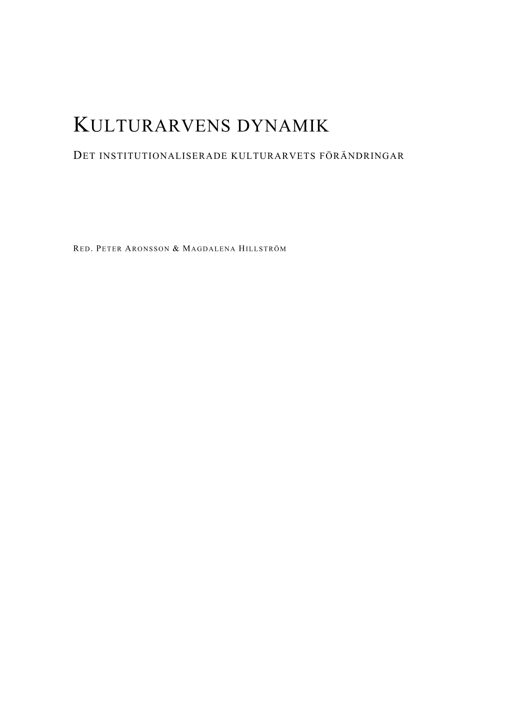 Kulturarvens Dynamik