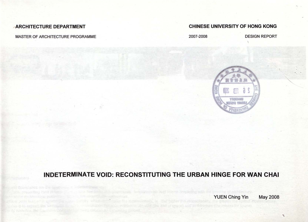 Indeterminate Void: Reconstituting the Urban Hinge for Wan Chai