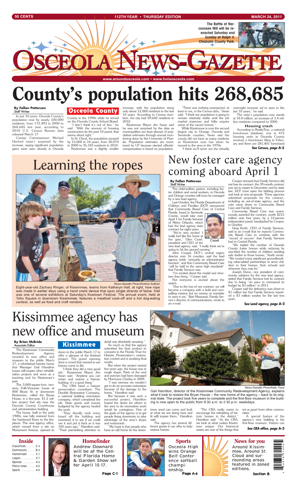 OSCEOLA NEWS-GAZETTE • County’S Population Hits 268,685