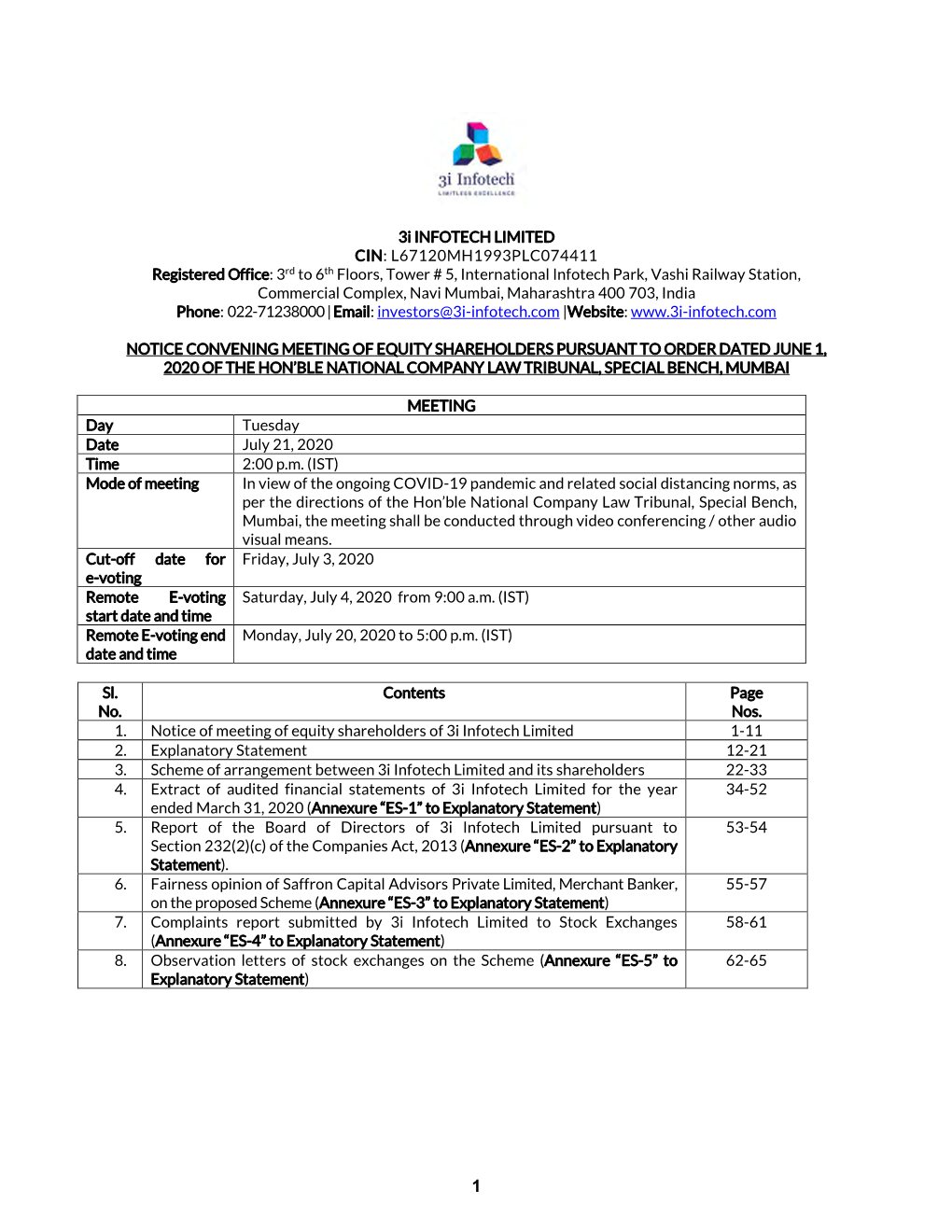 3I INFOTECH LIMITED CIN: L67120MH1993PLC074411