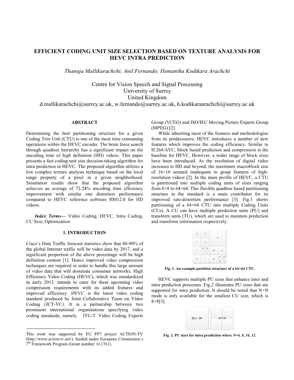 Efficient Coding Unit Size Selection Based on Texture Analysis for Hevc Intra Prediction