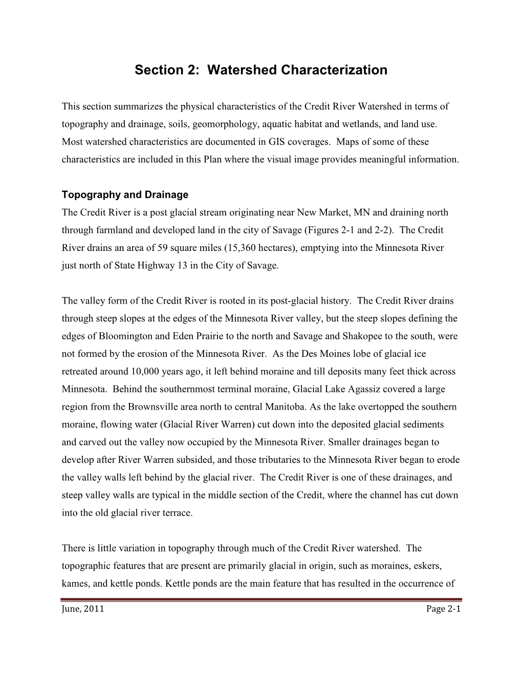 Section 2: Watershed Characterization