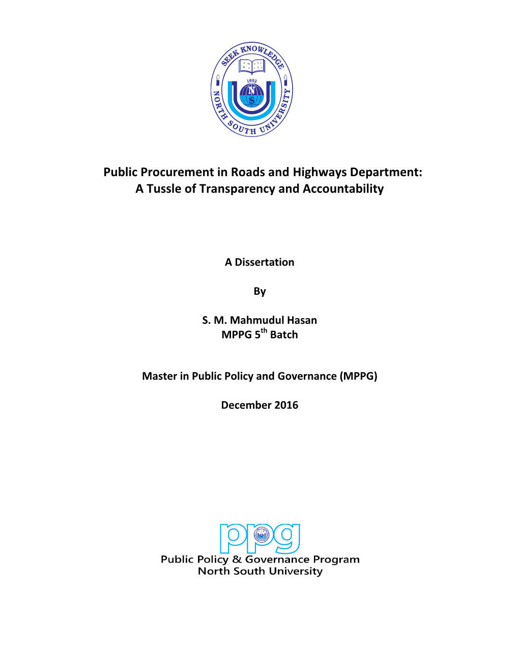 Public Procurement in Roads and Highways Department: a Tussle of Transparency and Accountability