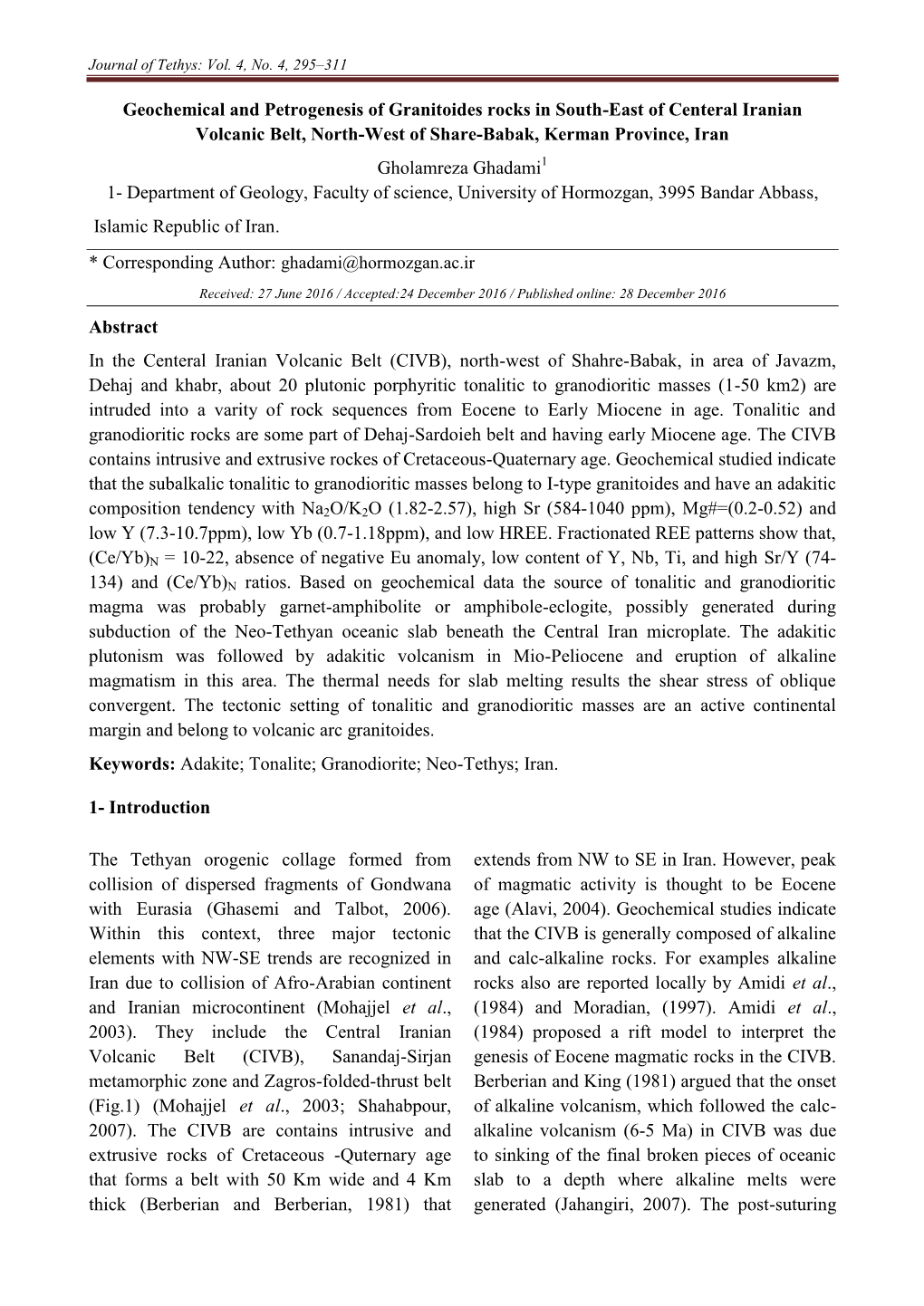 Journal of Tethys: Vol. 2, No. 3, 254–271