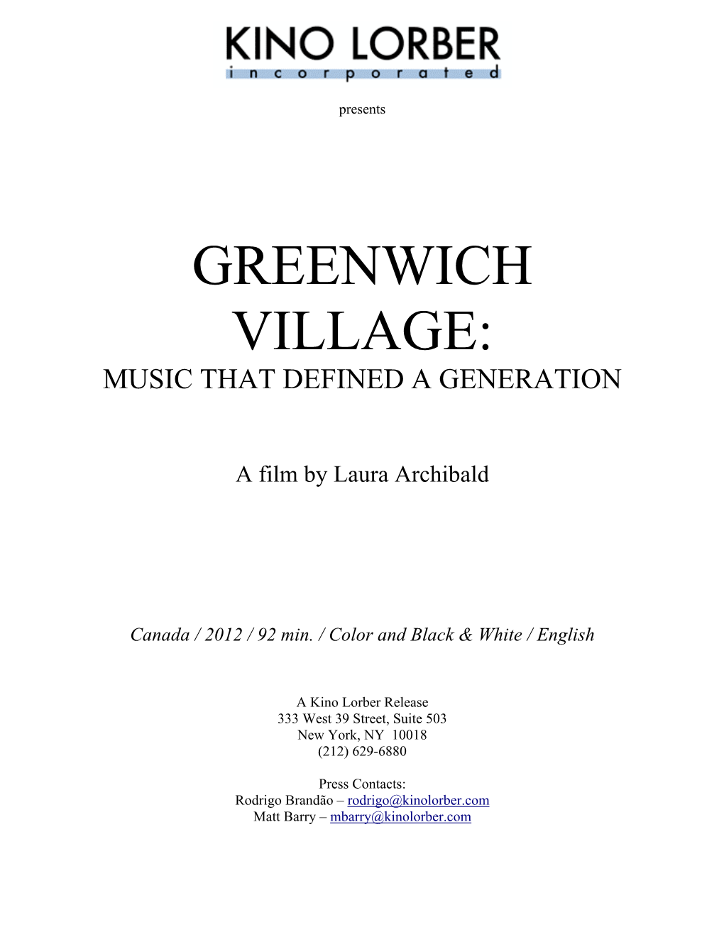 Greenwich Village: Music That Defined a Generation