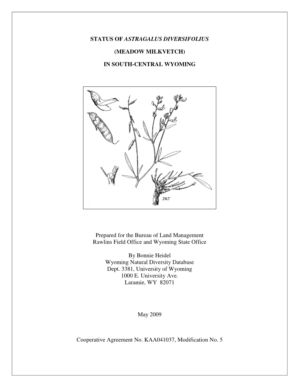 Status of Astragalus Diversifolius (Meadow