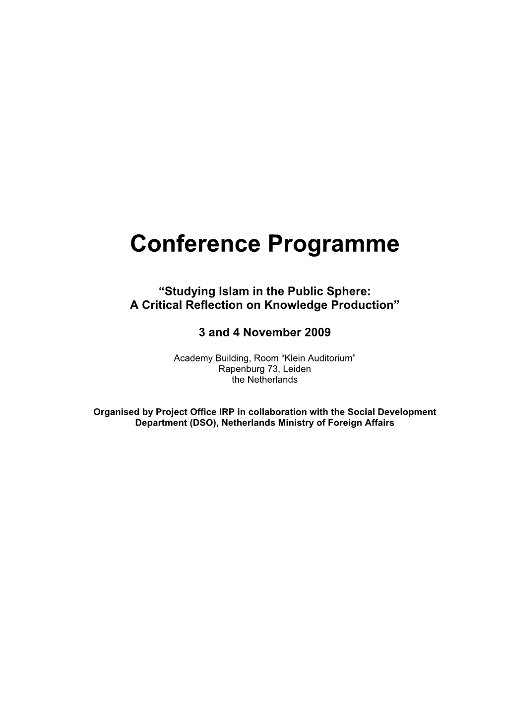 Conference Programme