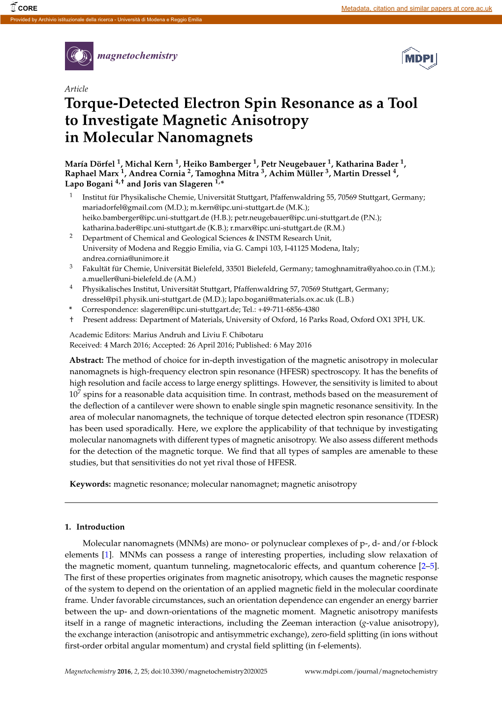 Torque-Detected Electron Spin Resonance As a Tool to Investigate Magnetic Anisotropy in Molecular Nanomagnets