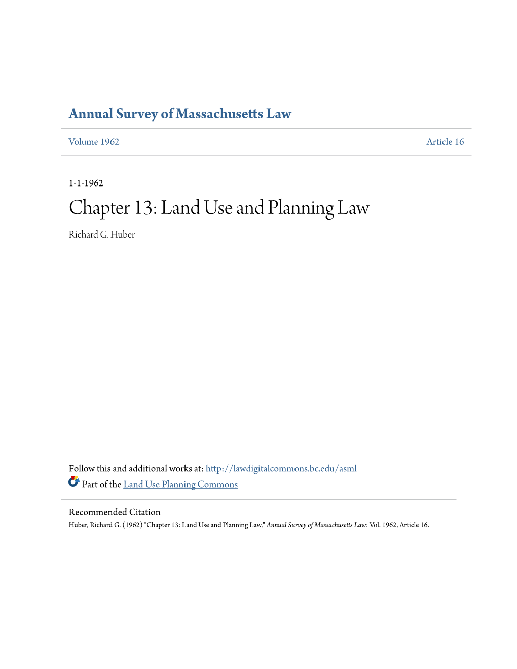 Land Use and Planning Law Richard G