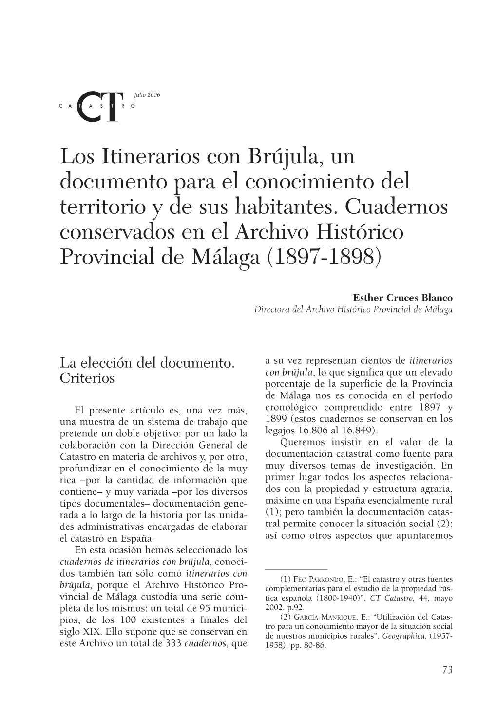 Los Itinerarios Con Brújula, Un Documento Para El Conocimiento Del Territorio Y De Sus Habitantes