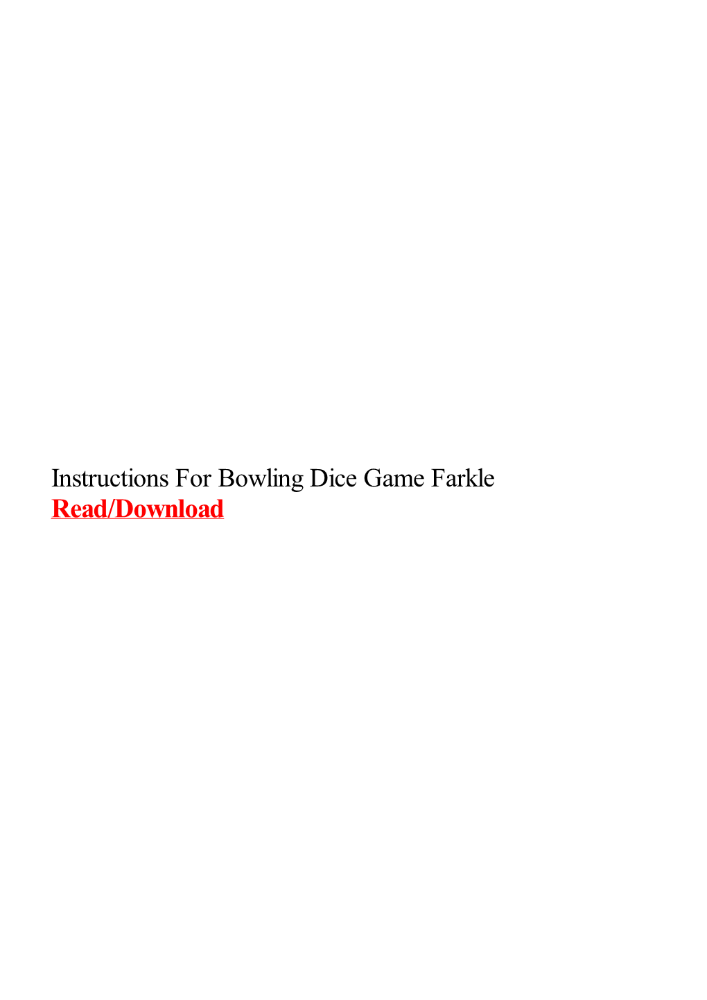 Instructions for Bowling Dice Game Farkle