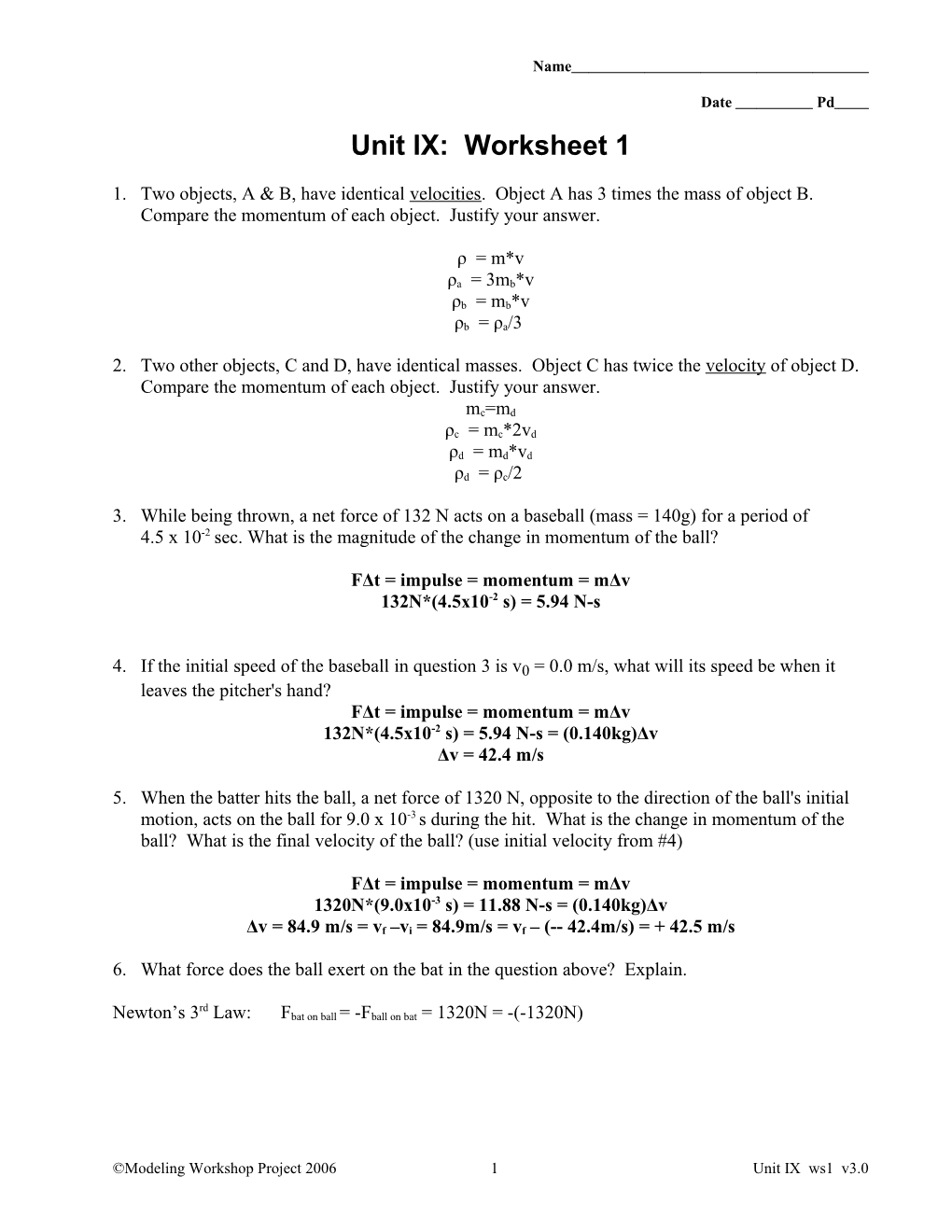 Unit IX: Worksheet 1