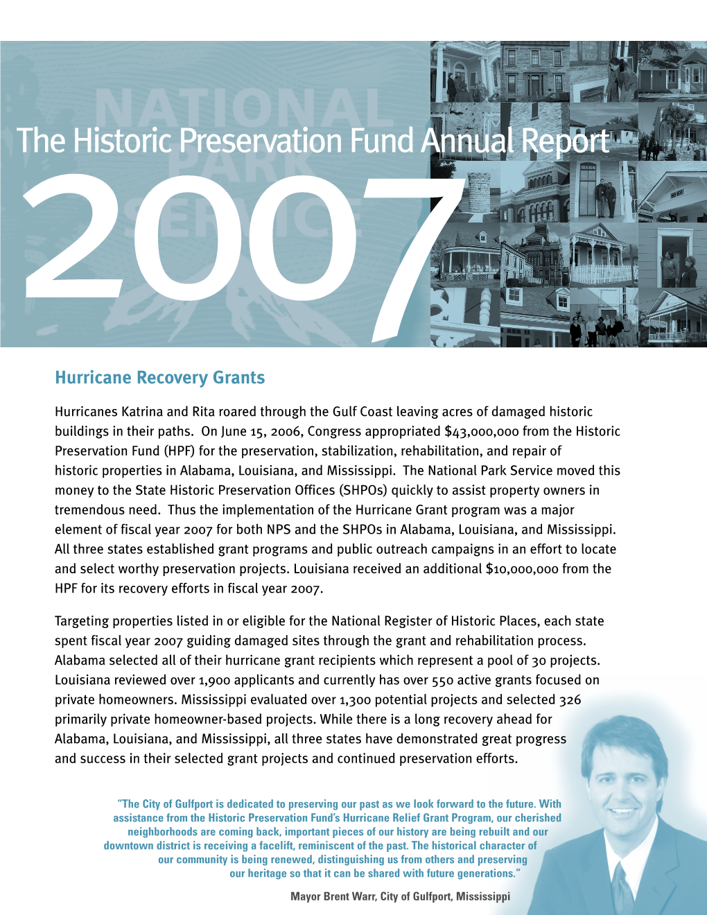 The Historic Preservation Fund Annual Report Hurricane Recovery Grants