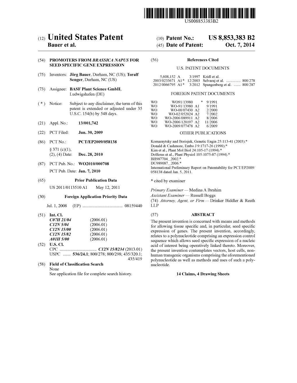 US Patent US8853383