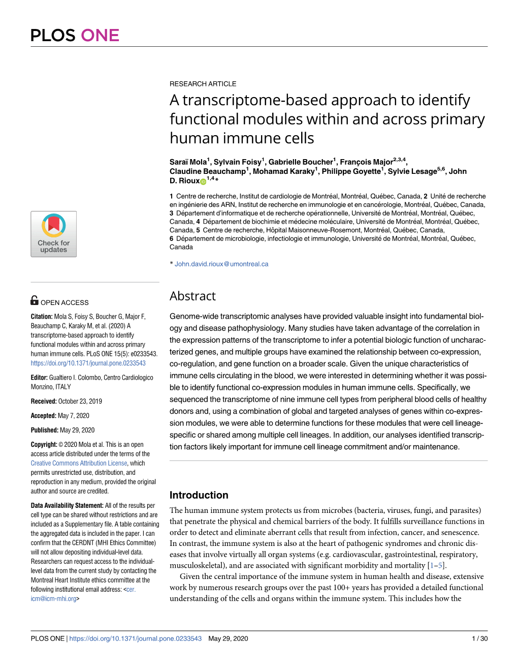 A Transcriptome-Based Approach to Identify Functional Modules Within and Across Primary Human Immune Cells