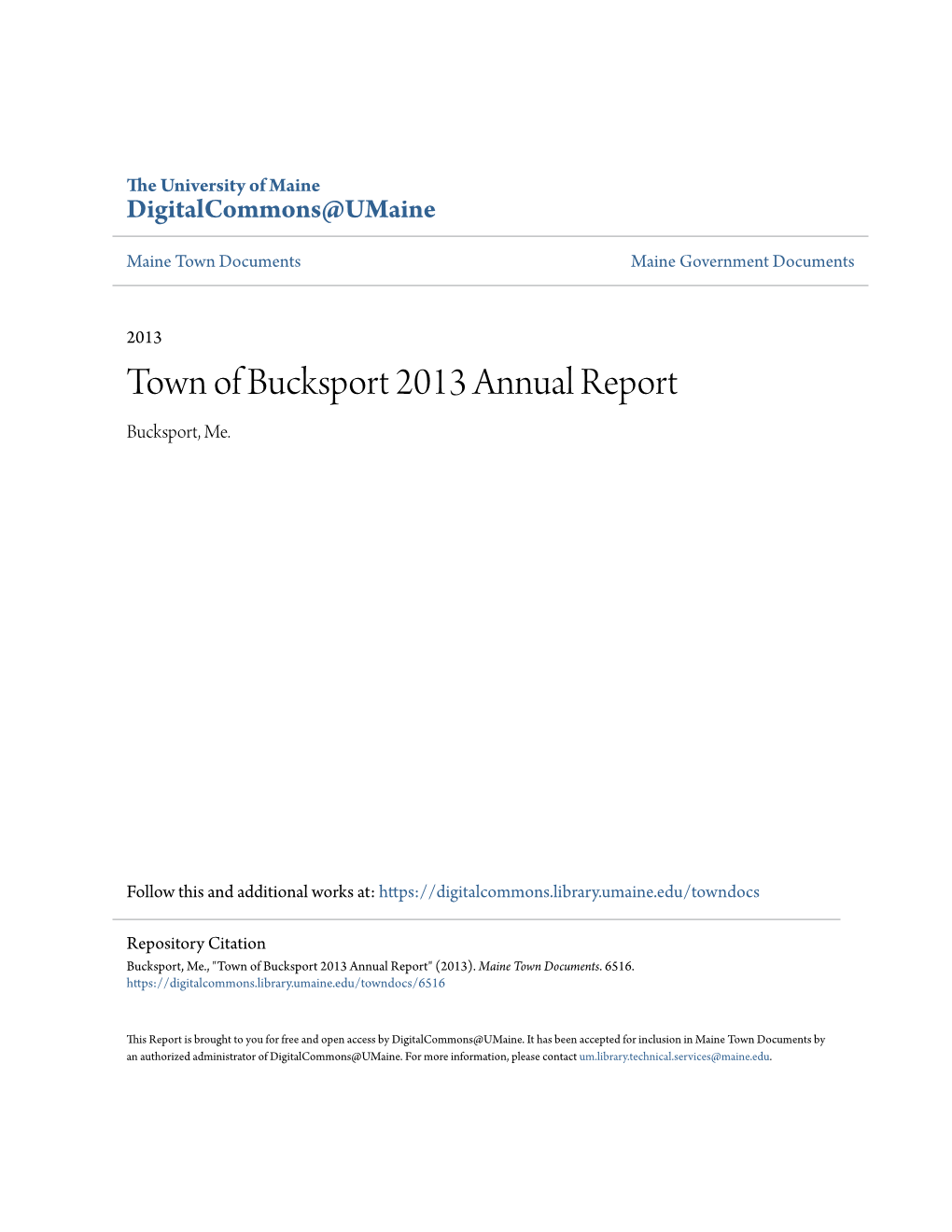 Town of Bucksport 2013 Annual Report Bucksport, Me