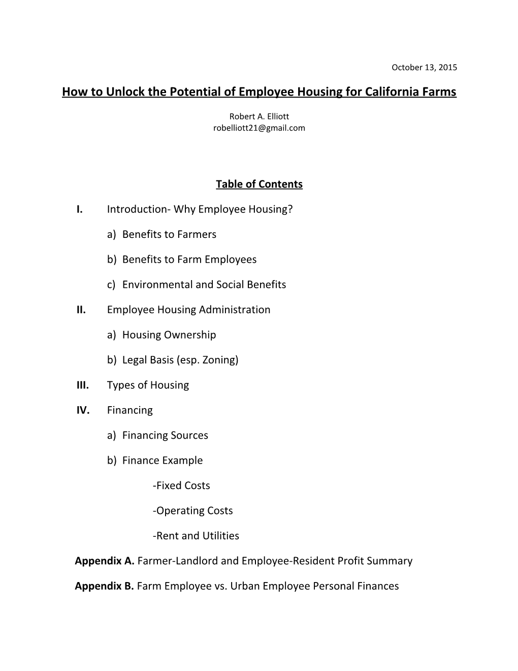 Feasibility Study for Travel Trailer Employee Housing