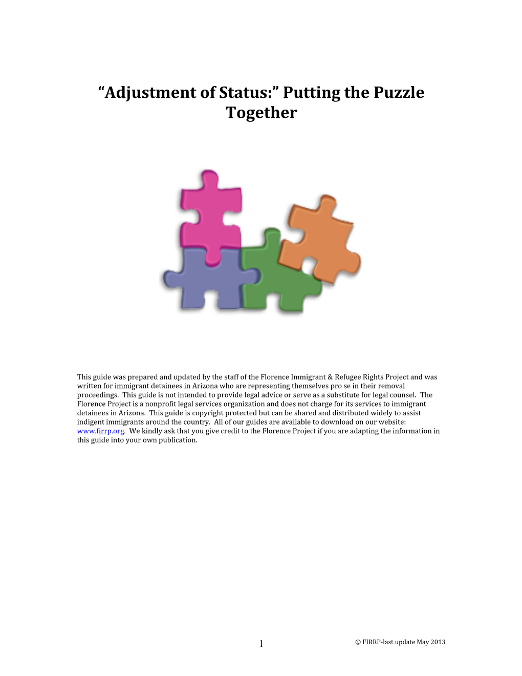 “Adjustment of Status:” Putting the Puzzle Together Guide