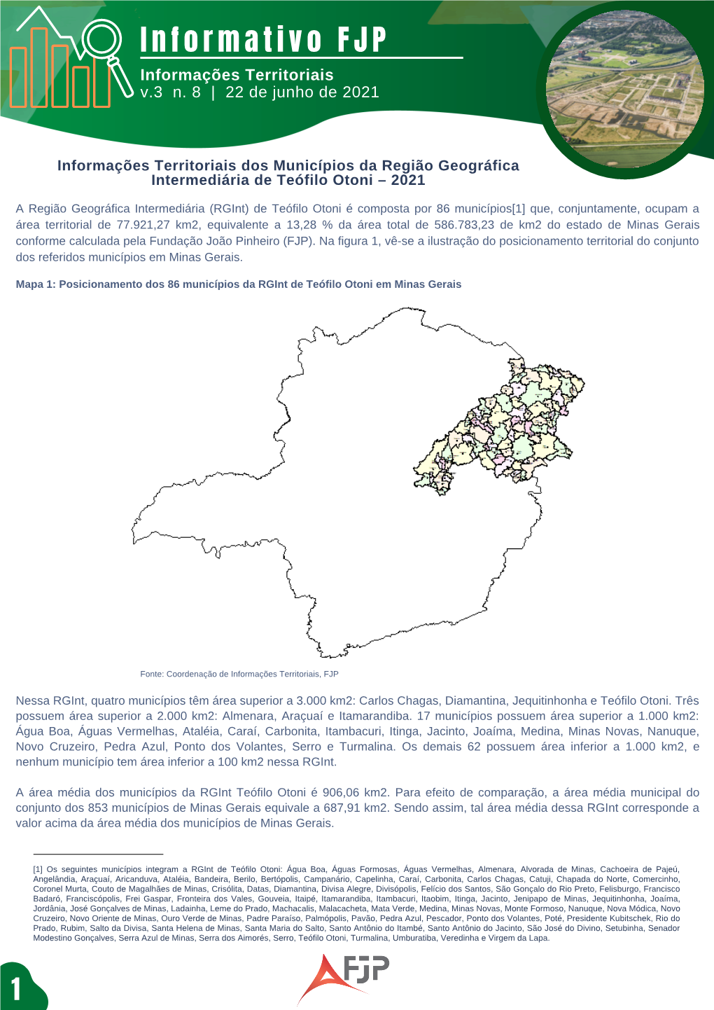 Informações Territoriais Dos Municípios Da Região Geográfica Intermediária De Teófilo Otoni – 2021