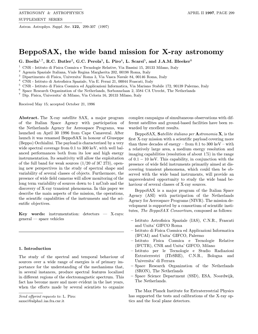 Bepposax, the Wide Band Mission for X-Ray Astronomy G