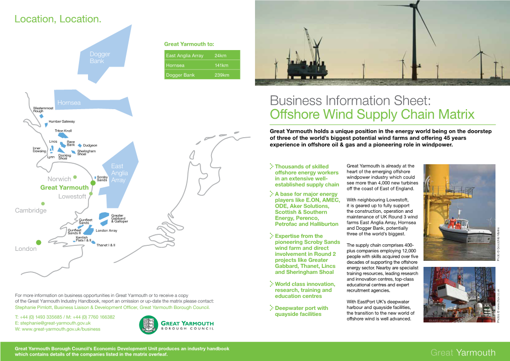 Offshore Wind Supply Chain Matrix Humber Gateway