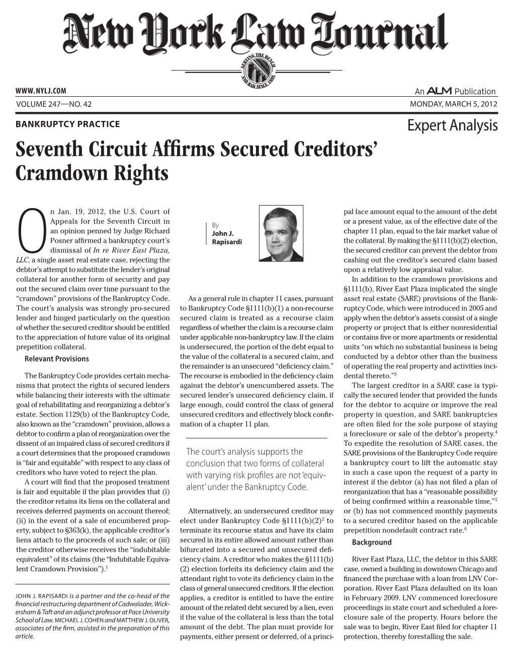 Seventh Circuit Affirms Secured Creditors' Cramdown Rights