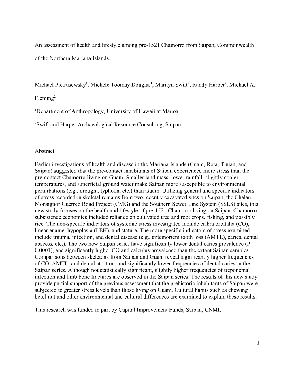 An Earlier Investigation of Skeletal and Dental Indicators of Health Based on Skeletal