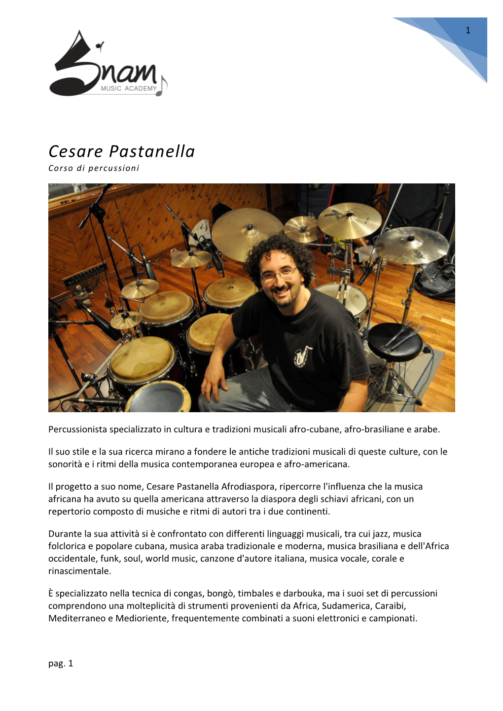 Cesare Pastanella Corso Di Percussioni