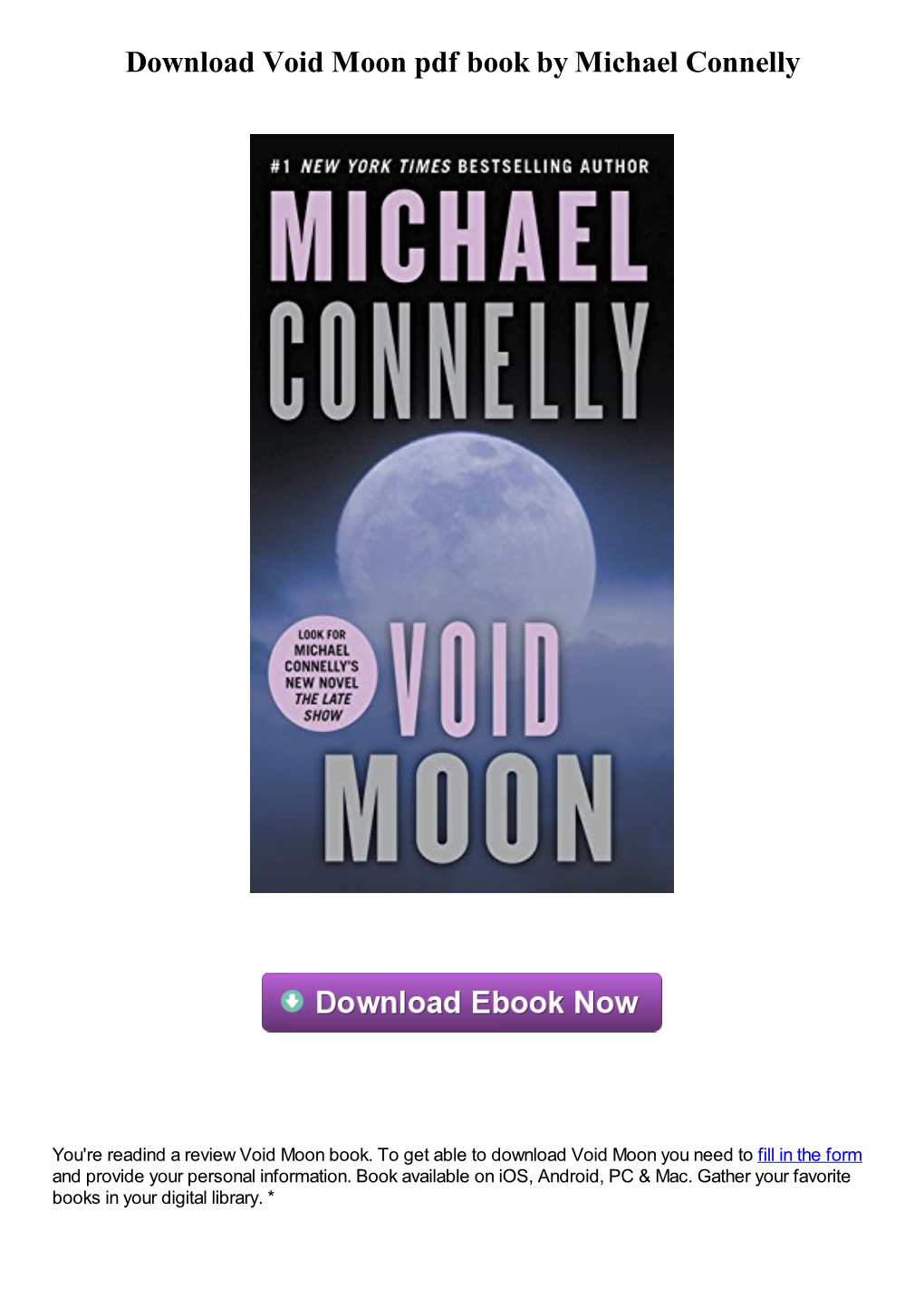 Download Void Moon Pdf Ebook by Michael Connelly