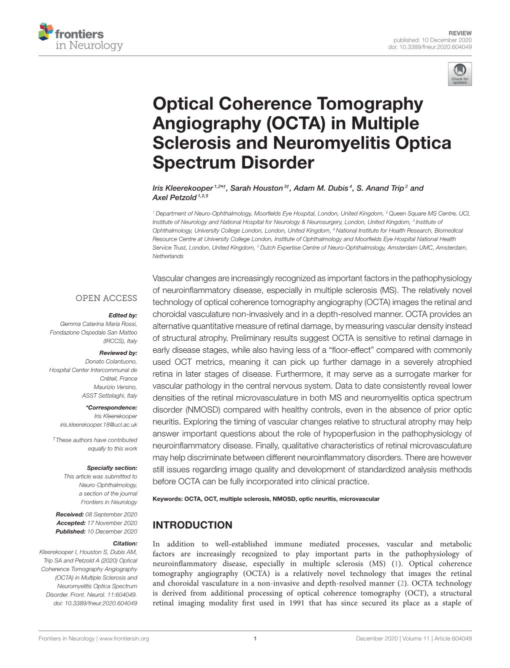 Optical Coherence Tomography Angiography (OCTA) in Multiple Sclerosis and Neuromyelitis Optica Spectrum Disorder