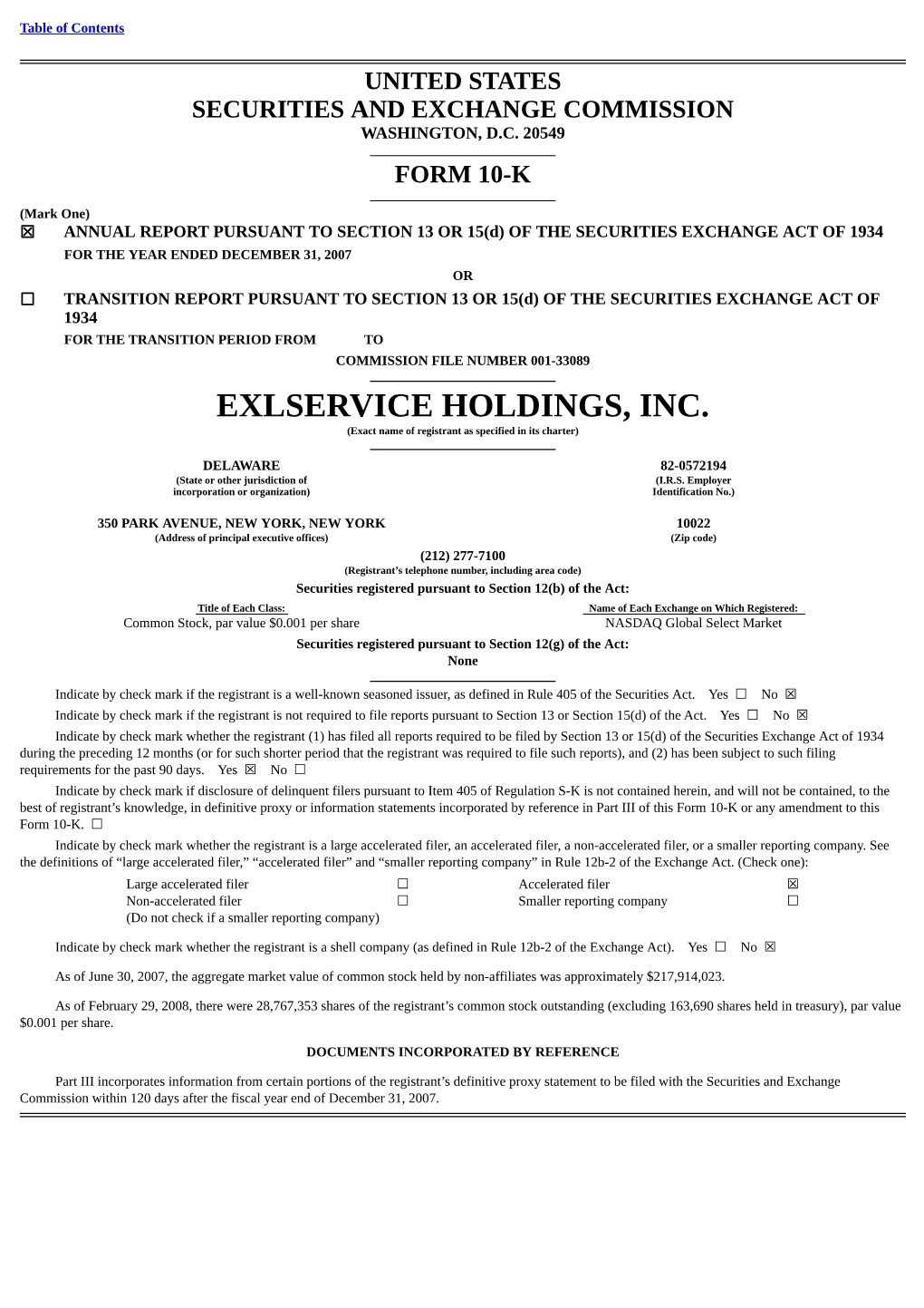 EXLSERVICE HOLDINGS, INC. (Exact Name of Registrant As Specified in Its Charter)