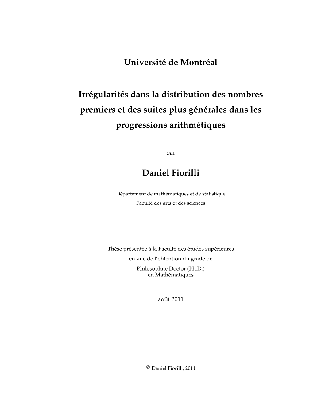 Université De Montréal Irrégularités Dans La Distribution Des Nombres