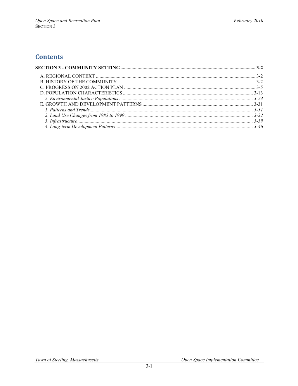 Contents SECTION 3 - COMMUNITY SETTING