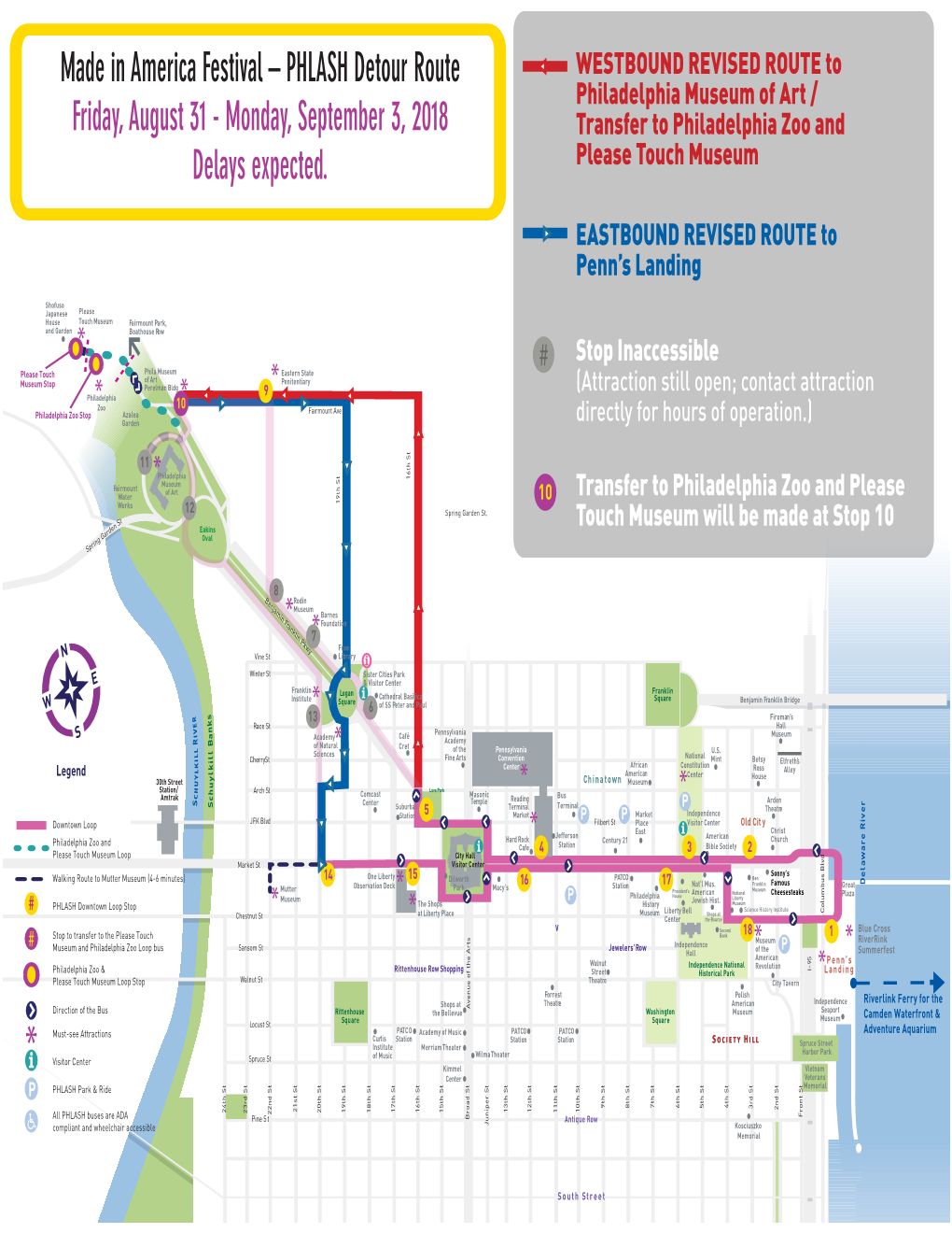 Made in America Festival – PHLASH Detour Route Friday, August 31