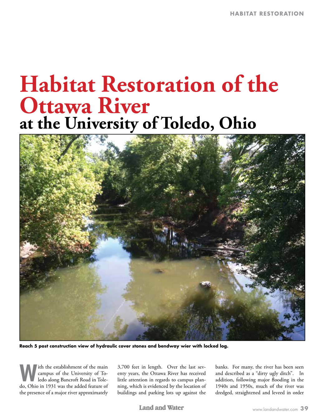 Habitat Restoration of the Ottawa River at the University of Toledo, Ohio