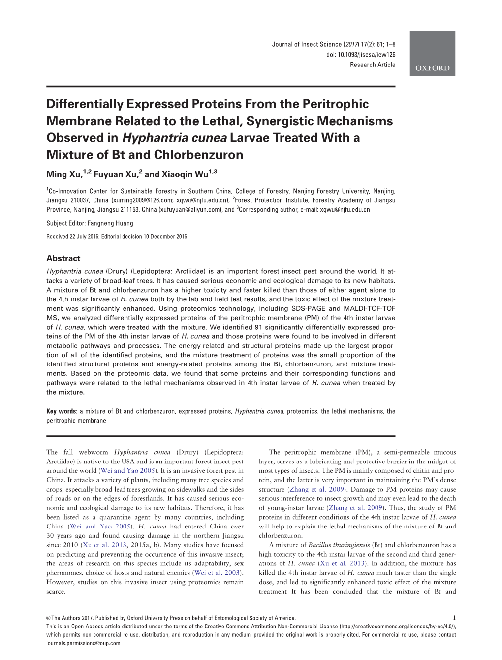 Differentially Expressed Proteins from the Peritrophic Membrane Related