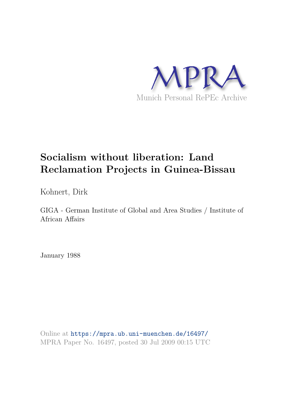 Socialism Without Liberation: Land Reclamation Projects in Guinea-Bissau